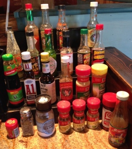 4 hot sauces & salts